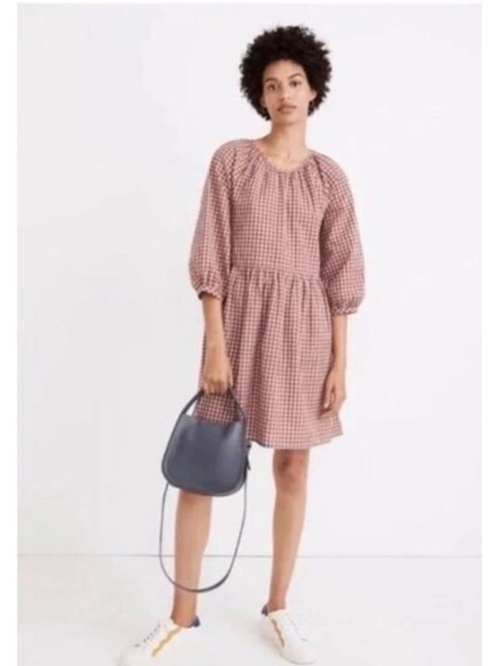 Madewell Pink Gingham Mini Dress